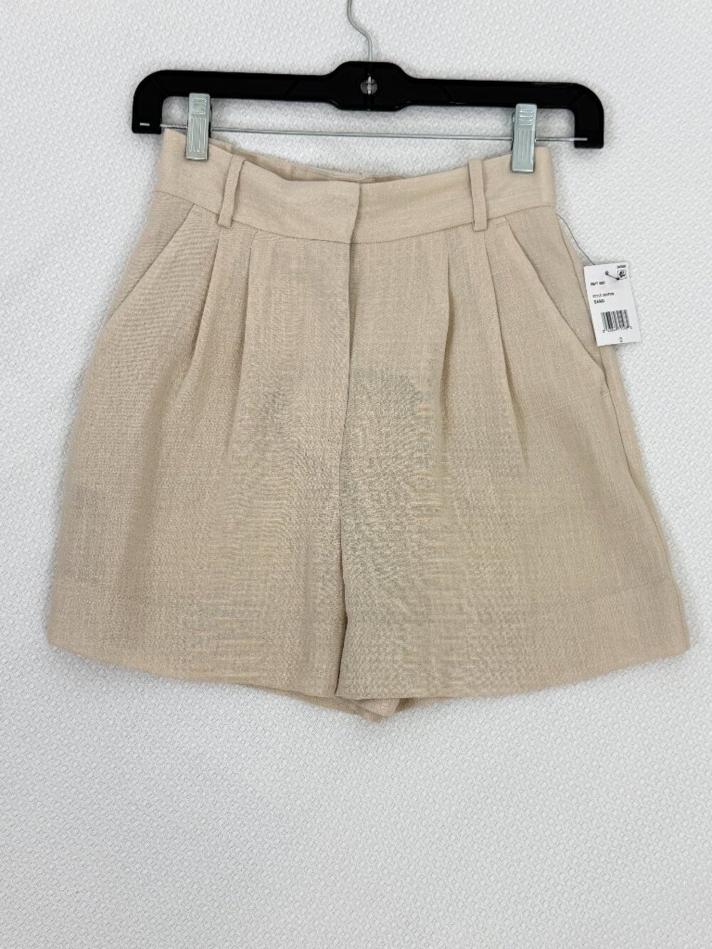 BCX Pleated Trouser Shorts Linen Look Juniors 0 Sand High Rise NWT Preppy